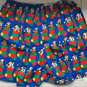 Vintage Disney Mickey Mouse and Friends Men’s Christmas Flannel Boxers